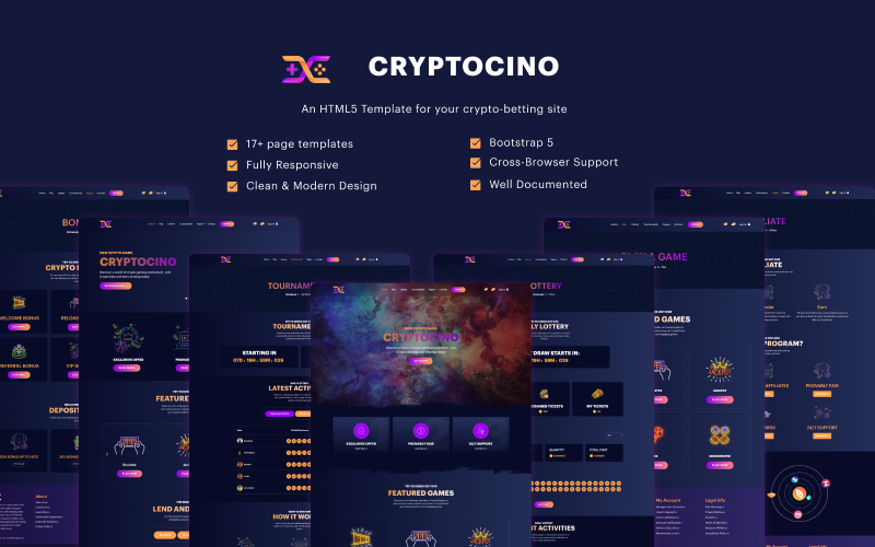 CryptoCino – шаблон HTML5 для ставок на криптовалюту