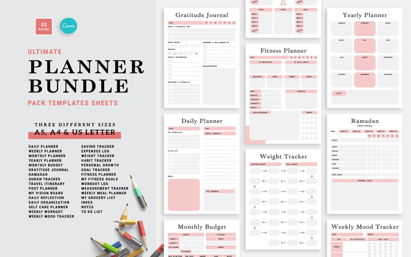 Pacchetto pacchetto Canva Ultimate Planner