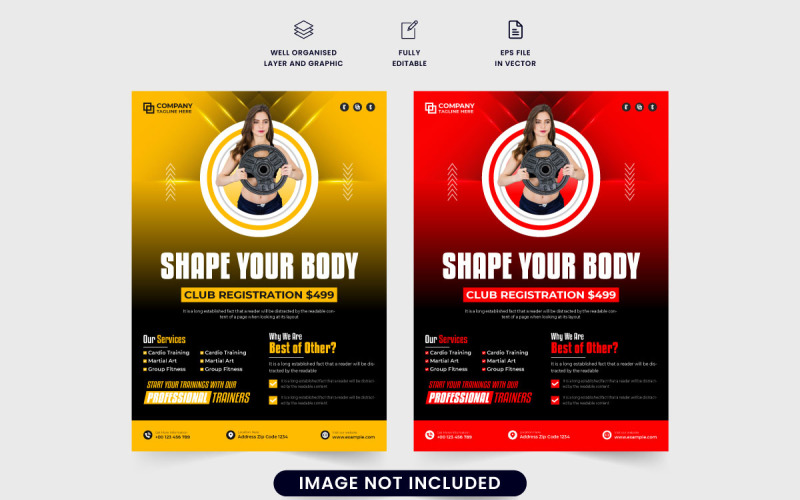 Bodybuilding training center flyer #324201 - TemplateMonster