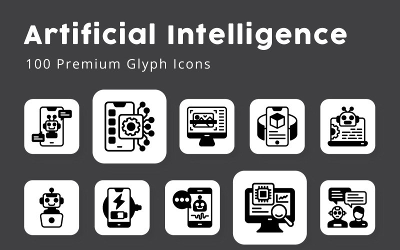 Artificiell intelligens glyph ikoner