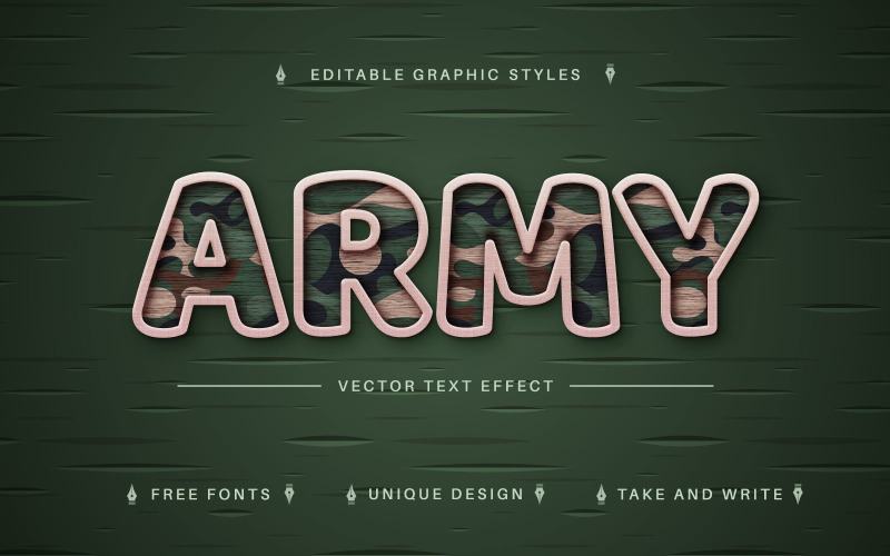 Armádní textil - upravitelný textový efekt, styl písma