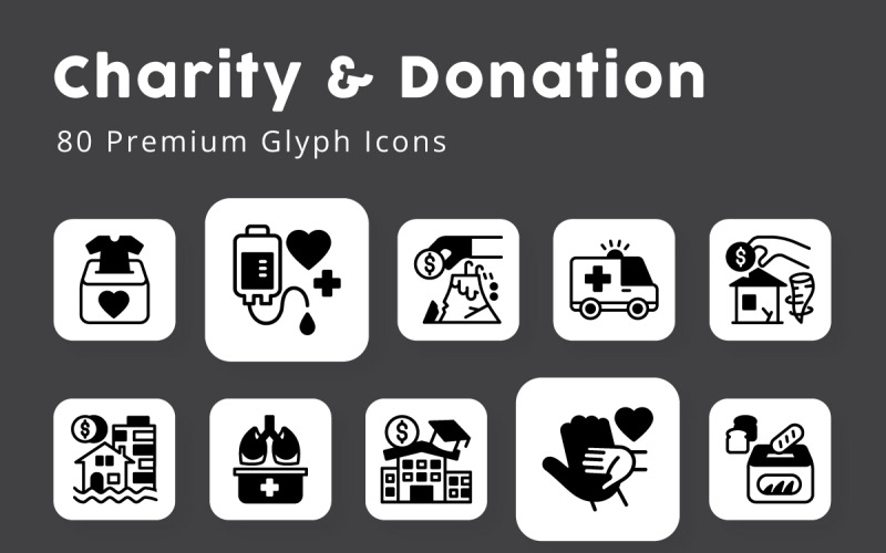 慈善和捐赠字形图标