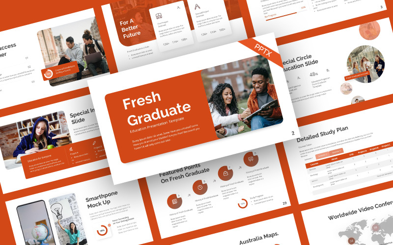 Modelo de PowerPoint de educação moderna de pós-graduação