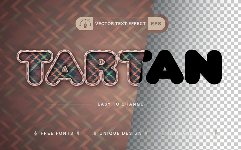 Stitch Tartan - Effetto testo modificabile, Stile carattere