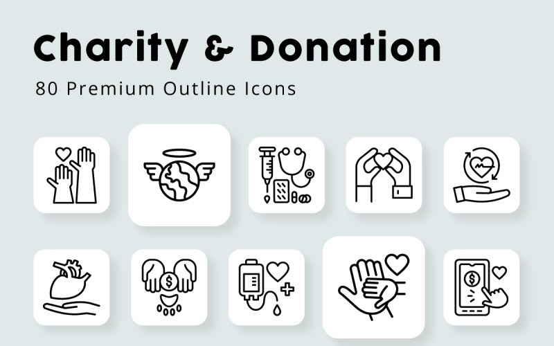 Välgörenhet och donation disposition ikoner
