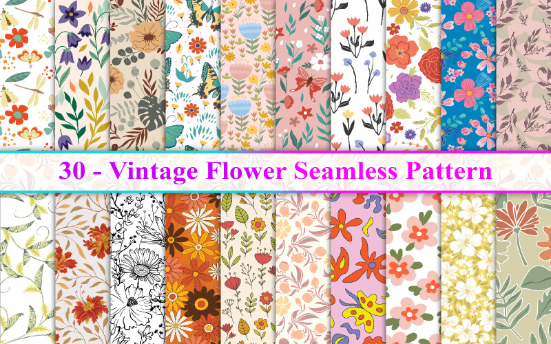Vintage Floral Seamless Pattern, Floral Seamless Pattern, Vintage Flower Seamless Pattern