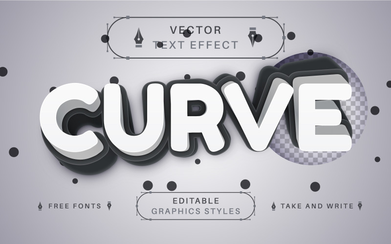 Curva: efecto de texto editable, estilo de fuente