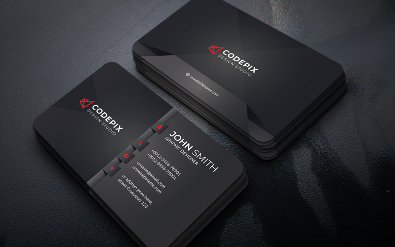 Curvy Dark Business Card - Шаблон фирменного стиля v01