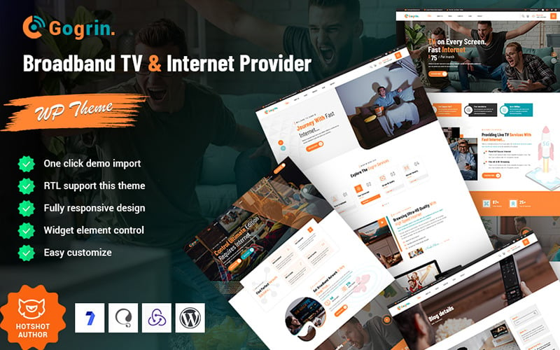 Gogrin - WordPress-thema voor breedband-tv en internetprovider