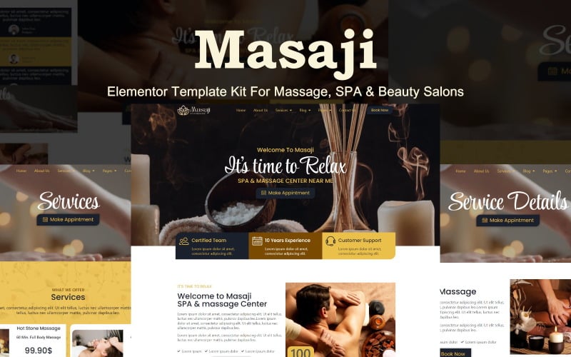 Masaji - Massagem, SPA e Salões de Beleza Kit de Modelo Elementor