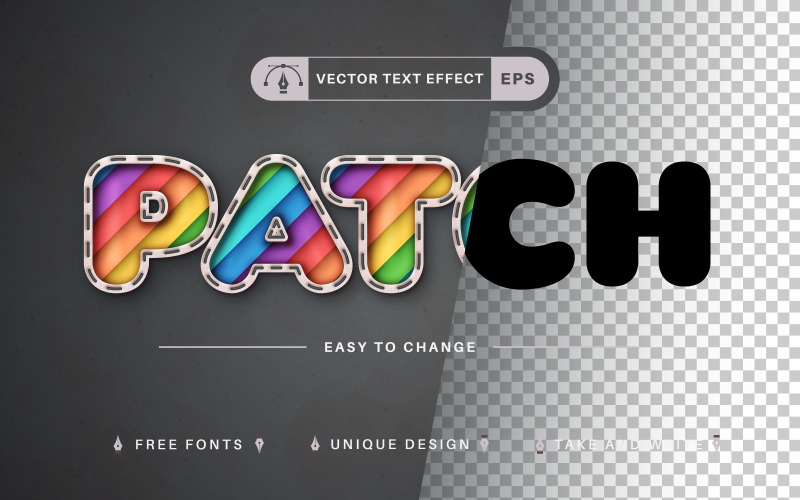Rainbow Patch - Efecto de texto editable, estilo de fuente
