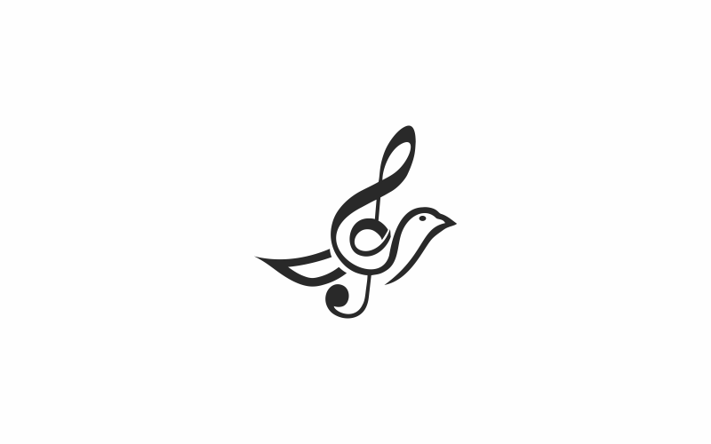 Modèle de logo abstrait de ligne d'oiseau de musique