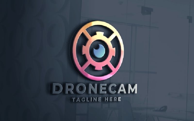 Modèle de logo vectoriel de caméra de drone