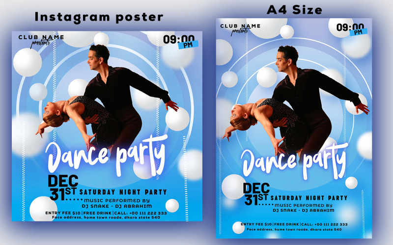 Modello di volantino di danza. Design moderno ed elegante per Flyer.