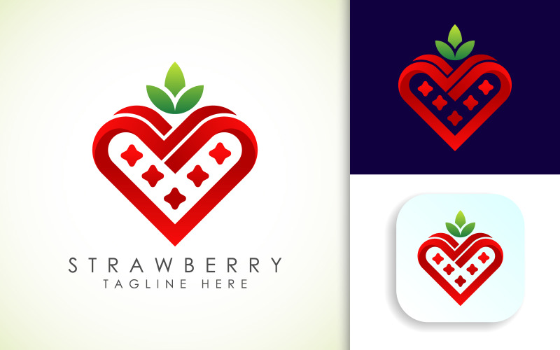 Полуниця фрукти логотип векторної ілюстрації шаблон значок дизайну.