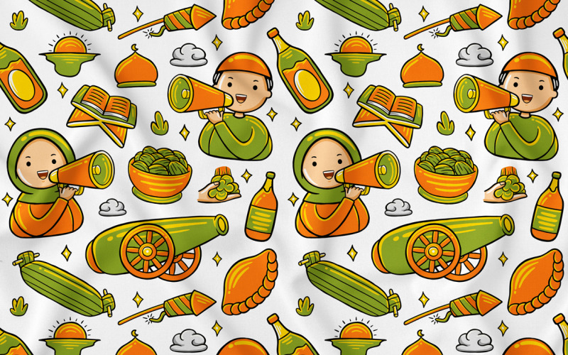 Ramadan Doodle bezešvé vzor #06