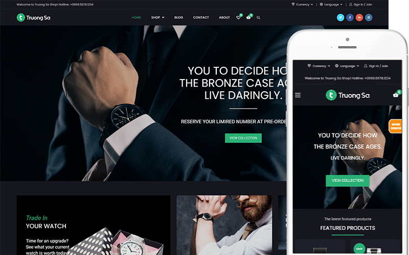 Truong Sa - Tema da loja online de joias e relógios Tema WooCommerce
