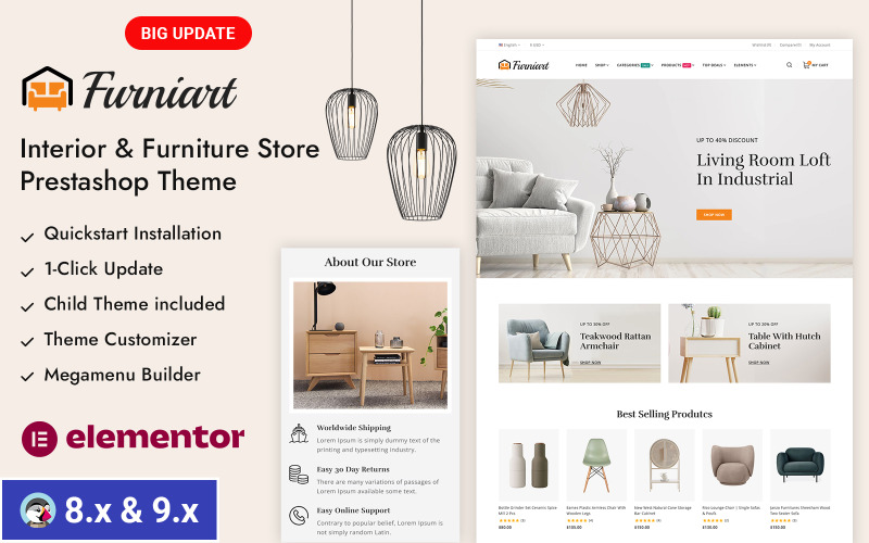 Furniart - Interieurmeubelwinkel Prestashop Responsive Theme