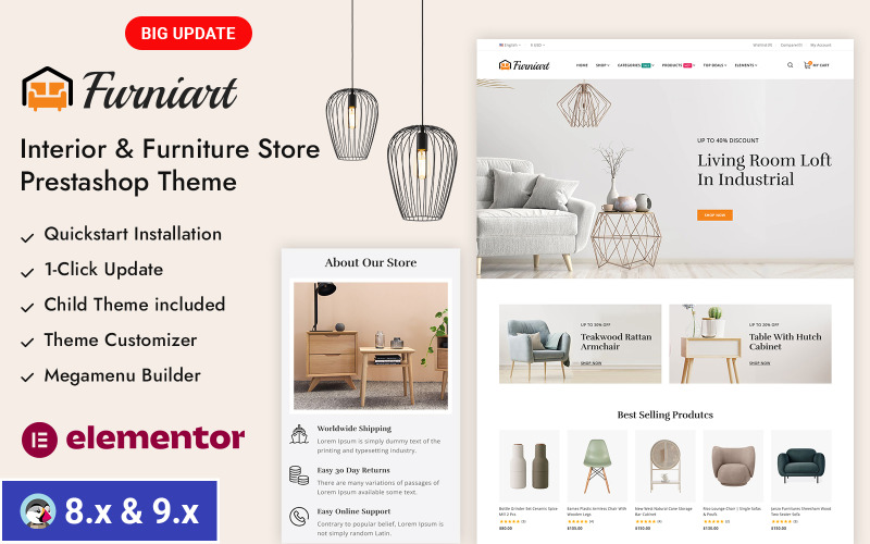 Furniart - Prestashop Responsive Theme für Inneneinrichtung