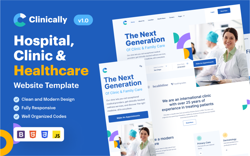 Kliniskt - mall för webbplats för sjukvård och medicin