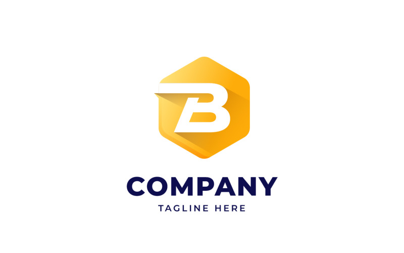 Letter B Logo Design Template with Hexagon Shape Style