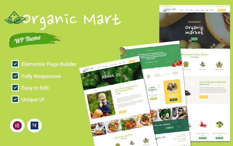 Organic Mart, органічна їжа та органічний магазин Тема WP