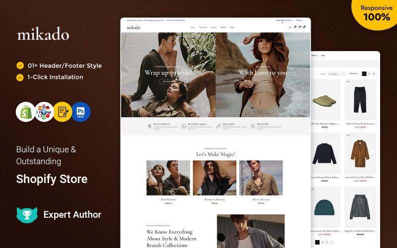 Mikado – butik a módní obchod Víceúčelové responzivní téma Shopify OS2.0