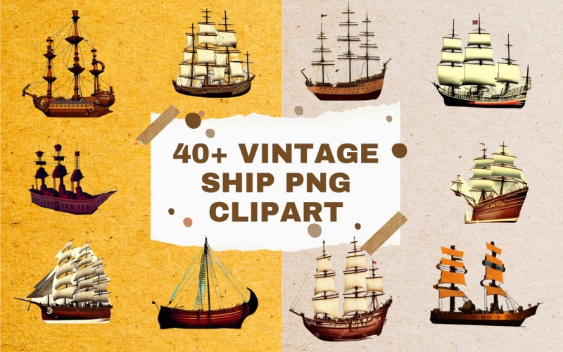 Paquete PNG de barco vintage acuarela