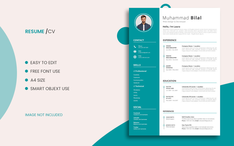 Elegante modello di CV con modello di lettera di presentazione