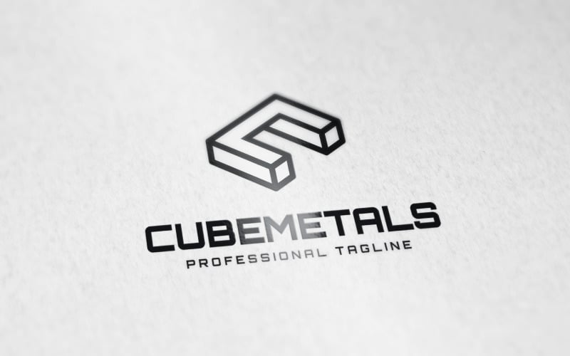 Logo de la lettre C ou logo en métal cubique