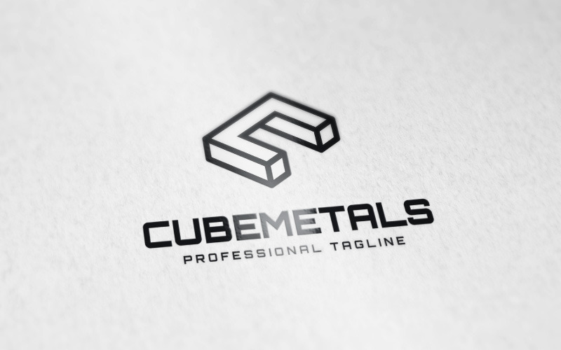 Logo della lettera C o logo cubico in metallo