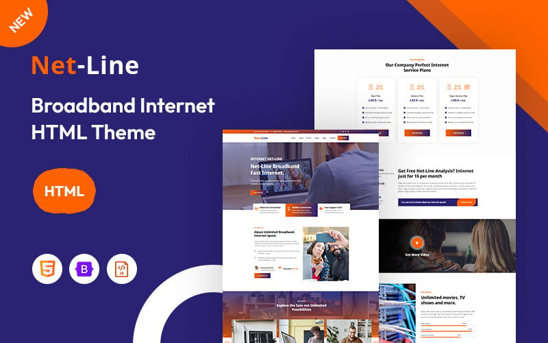 Netline: modello di sito Web reattivo per Internet a banda larga