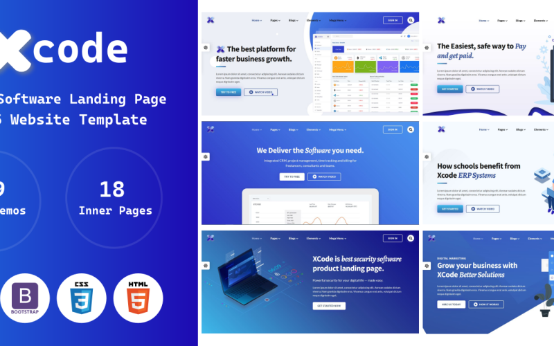 XCode: plantilla de sitio web HTML receptivo y multipropósito para SaaS ...