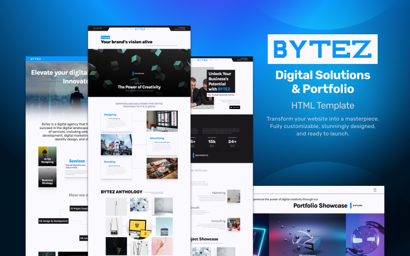 Bytez - Portfoliovorlage für IT-Lösungen und digitale Agenturen