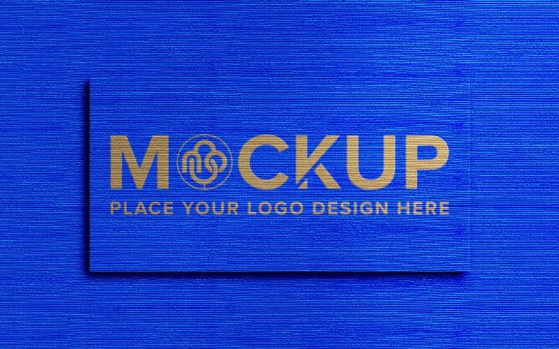 Makieta logo na teksturze tła niebieskiej tkaniny
