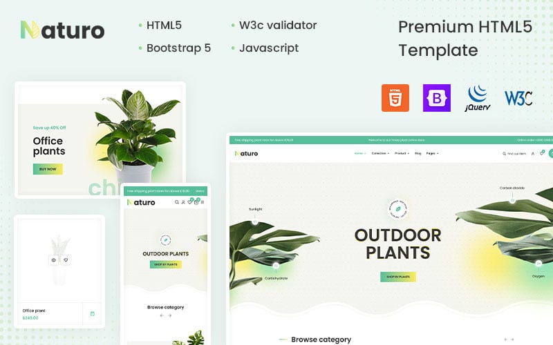 Naturo - La pianta e il modello HTML5 all'aperto