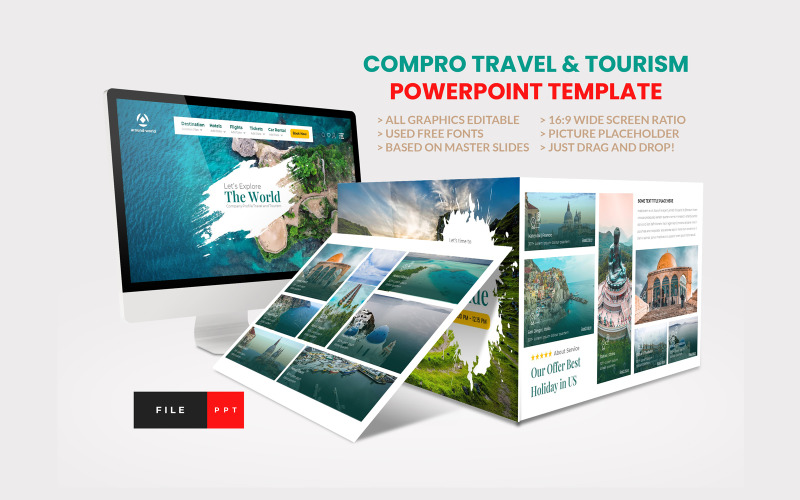 Plantilla de PowerPoint de viajes y turismo de perfil de empresa
