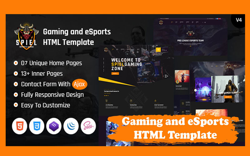 Spiel - HTML-sjabloon voor gaming en eSports