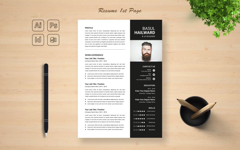 Black White Resume Template #325361 TemplateMonster Black White Resume Template #325361 TemplateMonster