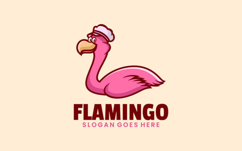 Flamingo maskot tecknad logotyp