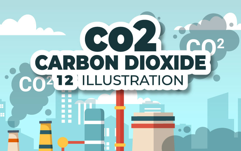 12 Ilustración de dióxido de carbono o CO2