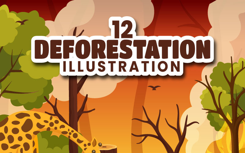 12 ilustracji wektorowych wylesiania