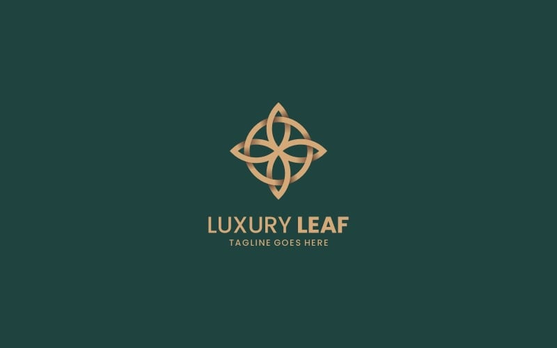 Logotipo de arte de linha de folha de luxo