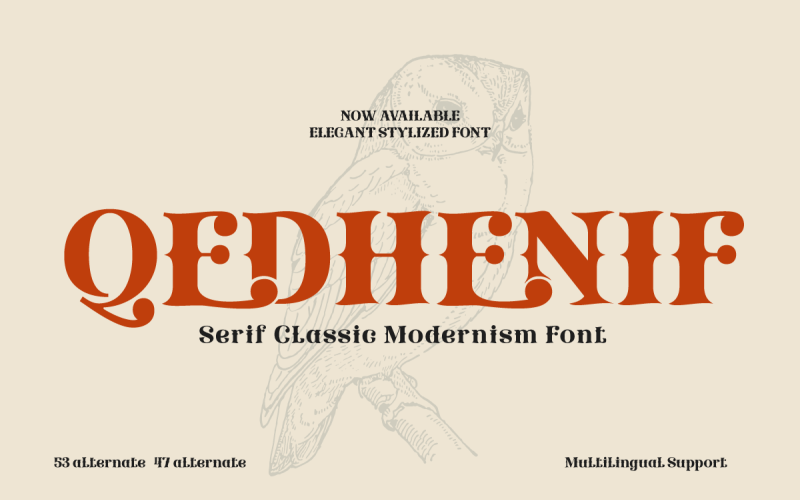 Qedhenif – Carattere del modernismo classico Serif