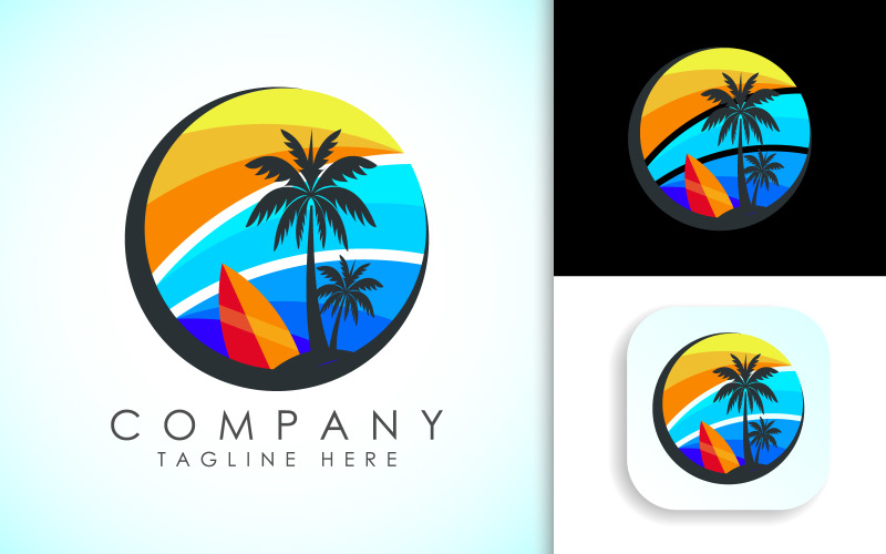 Vector de plantilla de diseño de logotipo de playa