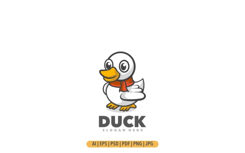 Eend grappige cartoon mascotte logo sjabloon