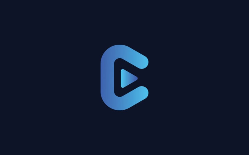 letter C Logo, Play Button, Online Video Streaming Logo