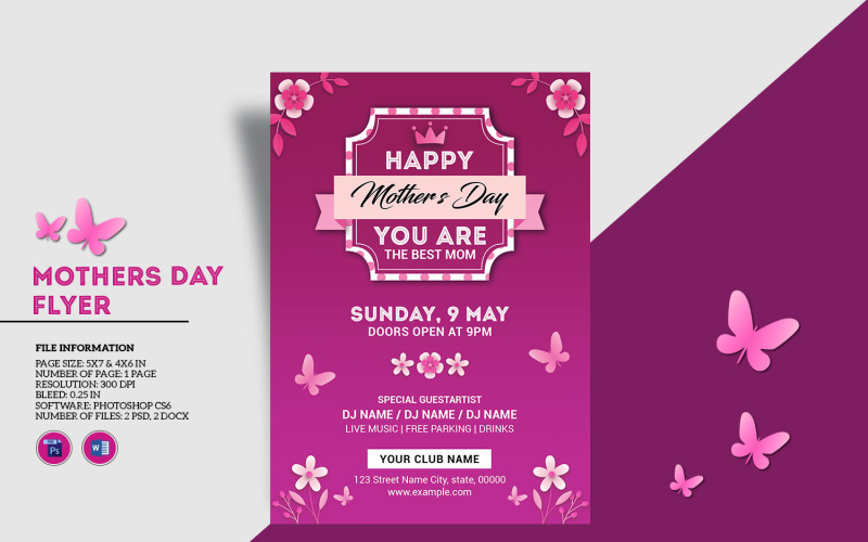 Modello stampabile per volantino per invito alla festa della mamma