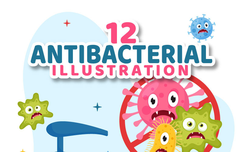 12 Antibakterielle Vektorillustration