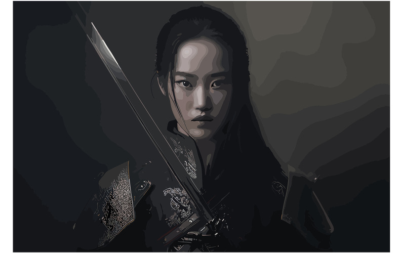Harper Verna 角色武士刀插画矢量